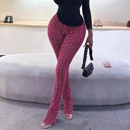 Women's Pants Sexy Black And White Wave Striped Stretch Women Y2k Streetwear High Waist Skinny Stacked Woman Push Up Slim Trousers