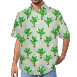 Men's Casual Shirts Vector Radishes Loose Shirt Man Beach Vegetable Hawaiian Graphic Short-Sleeve Y2K Oversize Blouses