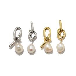 fahion Stainless steel Knotted earrings18k Gold Stud Earrings rose gold stud earrings for woman286N