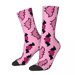 Men's Socks Pink Black Spooky Retro Harajuku Doll Street Style Novelty Pattern Crew Crazy Sock Gift Printed