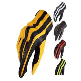 Cycling Gloves Komine Gk119 Leather Motorcycle S 5 Colors Stripe Motorbike Biker Riding Touch Sn Men Women Motocross Moto Glove 220613 Dhos5