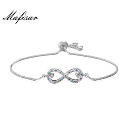 Mafisar 2021 New Fashion Rainbow Colour CZ Stone Jewellery Rose Gold Colour 8 Shape Infinity Charm Bracelets For Women Girl2962