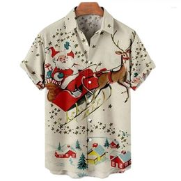 Men's Casual Shirts Christmas Summer Halloween Party Short Sleeve Streetwear Hawaiian Festival Costume Snowman Vintage Y2k Harajuku Shirt