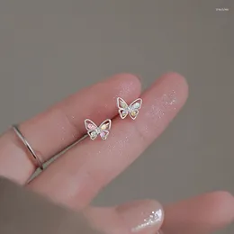 Stud Earrings Korean Trendy Jewelry Hollow Out Small Colorful Zircon Butterfly For Women Girl Party Gift Simple Earring