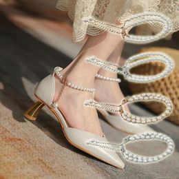 Shoe Parts Accessories 1 Pair Pearl Shoes Ankle Straps Elegant Anti Slip Belt Laces Detachable High Heels Shoe Straps with Self Paste for Ladies Decor 231219