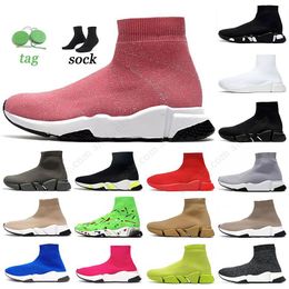 slip-on designer sock shoes mens womens big size us 12 triple black s and white volt green clear sole glitter pink and grey paris fashion vintage beige graffiti sneakers