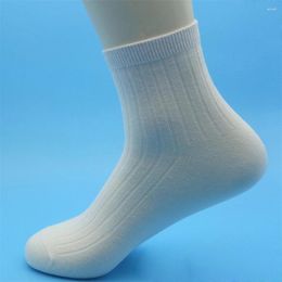 Men's Socks 6 Pairs Autumn Winter Mid-tube Cotton Solid Colour Thickened Warmth Sports Sweat-absorbent Boy Gift