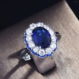 Cluster Rings Vintage S925 Silver Sterling Sapphire Jewellry Ring For Women Anillos De Wedding Bands Anel 925 Jewellery