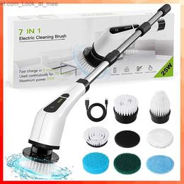 Cleaning Brushes 7 in 1 Electric Cleaning Set Brush Kitchen Bathroom Cleaning Tools Window Wall Cleaner Turbo Scrub Brush Rotating Scrubber Q231220