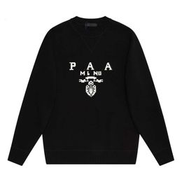 Designer Luxury PRADs Classic 2023 autumn and winter new jacquard crew-neck sweater loose men's and women's sweater