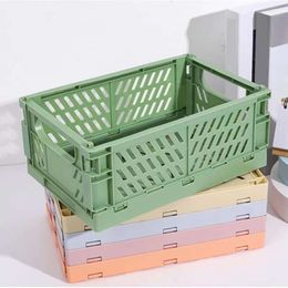 Upgrade Plastic Foldable Storage Crate Folding Box Basket Stackable Cute Makeup Jewellery Toys Boxes for Storage Box Organiser Portable