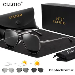 Sunglasses CLLOIO Pilot Aluminum Pochromic Men Women Polarized Sun Glasses Chameleon Anti-glare Driving