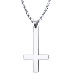 Pendant Necklaces 2021 Lucifer Satan Satanism Gothic Jewellery Upside Down Cross Inverted Of St Peter Necklace224Z