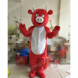 Halloween Red Cow Mascot Costume Cartoon Anime theme character Unisex Adults Size Advertising Props Christmas Party Outdoor Outfit Suit