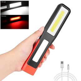 New Portable Lanterns COB LED Working Light 3 Mode Inspection Lamp USB Charging Magnetic Flashlight Swivel Hook Hanging For Car Repairing With Battery