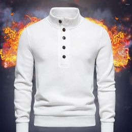 Men's Sweaters Long Sleeve Loose Fit Sweater Turtleneck Button Down Autumn Winter Solid Colour Knit For Casual