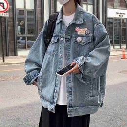 Men's Jackets Autumn Vintage Denim Jacket Men Korean Fashion Streetwear Jean Jacket Men Denim Turn Down Collar Outerwear Cotton Bomber JacketsL231026