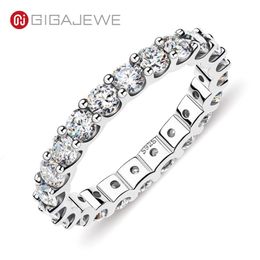 GIGAJEWE GIGAJEWE Moissanite Full Eternity Ring 2 0-2 4ct 3 0mm D VVS1 Round Cut 925 Silver Diamond Test Passed Woman Girl Gift GM262e