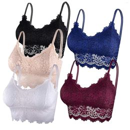 Camisoles & Tanks 5 Pack Mixed Colours Underwire Female Fashion Sexy Lace Push Up Lingerie No Steel Ring Gathering Anti Sagging Camisole