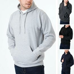 Men's Hoodies Sweatshirts Fleece Grey Pullover Autumn Winter Hoodie Cotton Casual Plain Sweatshirt Black Big Size S-5XL Comfy Long Sleeve Arrival 231220