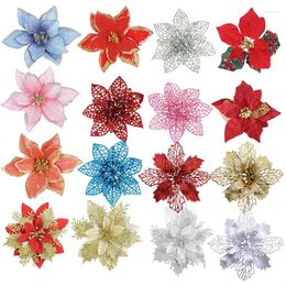 Christmas Decorations 5/10Pcs Artifical Glitter Flower Tree For Xmas Ornaments Fake Noel Navidad Year Decor