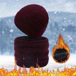 Berets Bib Hat Two Piece Set Thickened And Padded Knitted Plush Woollen Scarf Outdoor Gloves Gorras Para Hombre