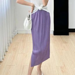 Skirts Miyake Original Bustier Skirt Female 2023 Autumn Casual Solid Colour Simple Slim Thin Versatile Pleated Plus Size