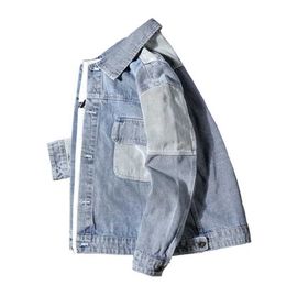 Men's Jackets Denim Jacket For Men Fashion Stitching Colour Men's Clothing Jean Jackets Coat Blue Jean Jacket Man Casual Daily Jeans Coat MenL231026