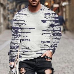 Men's T Shirts Variegated Pattern Vintage T-Shirts Autumn Long Sleeve 3D Printed Street Male Tees Loose Oversized O-Neck Tops Clothing