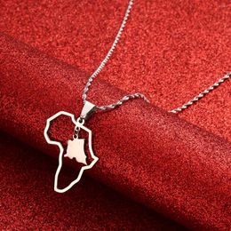 Pendant Necklaces Congo Map Flag Gold Silver Color DRC Kinshasa Necklace Ethnic Jewelry