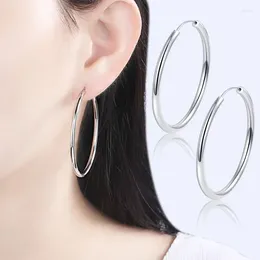 Hoop Earrings Fashion Exquisite Big Ear 925 Sterling Silver Glossy For Women Wedding Engagement Charm Jewellery Gift Wholesale