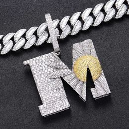 Rapper Singer Style Jewellery Little Daisy Hip Hop Necklace Men Pendant t Square Full Zircon Inlaid Fashion Men's Charm Necklace