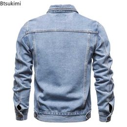 Men's Jackets New 2023 Cotton Denim Jacket Men Casual Solid Colour Lapel Single Breasted Jeans Jacket Men Autumn Slim Fit Quality Mens JacketsL231126