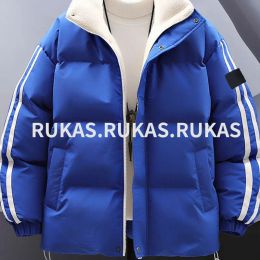Trend Cotton-padded Coat Men New Japanese Fresh Three Stripes Thick Hooded Cotton-padded Jacket Lovers Casual Collar Warm Coat