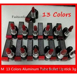 Best Selling Classic M Lip Makeup Matte Lipstick Gloss Vintage Bullet Lipstick Cream Sexy 13 Colours 3g New Packaging