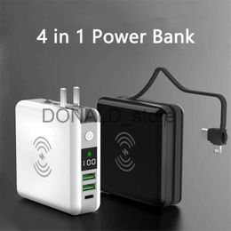 Cell Phone Power Banks 10000mAh Qi Wireless Charger Power Bank With AC Plug Fast Charging Powerbank for iPhone 13 12 Samsung S22 Xiaomi Mini Poverbank J231220