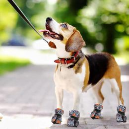 Dog Apparel Puppy Fleece Boots 4pcs Non-Slip To Ice Floor Dogs Protective Protectors For Doberman Pinscher German
