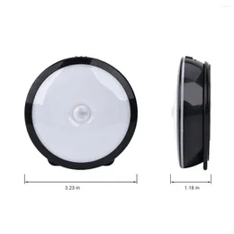 Night Lights LED Light PIR Motion Sensor Round Cabinet Energy Saving Wall Lamp Lighting By USB Rechargeable 1PCS