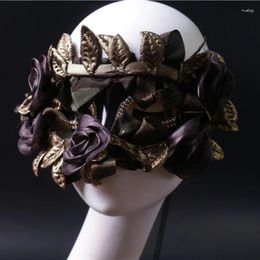 Party Supplies Mask Fabric Leaves Flower Decoration Half Face Vintage Masquerade Pography Props Adult Style Suitable Halloween Stage