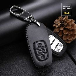 Car Key Genuine Leather Men Women Car Key Case Cover For Audi A2 A3 8P A4 B5 B6 B7 B8 A6 C5 C6 4F Q5 Q7 A4L A6L Q3 Smart Key Ring Holder