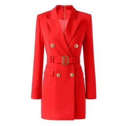 Basic Casual Dresses S xxxl Spring And Autumn High Quality Products Slim Belt Multicolor Simple Workwear Women Suit Dress Clothes Blazers 231219