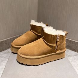 Women Boots Snow Boot Brown Sier Classic soft booties fur anti-slide Thick bottom Ladies Booties Winter Warm Shoes 35-40