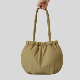 Evening Bags Casual Simple Padded Bucket Bag Soft Puffer Women Shoulder Nylon Down Cotton Tote Warm Winter Shopper Purses 2024