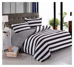 Bedding Sets 3 Pieces Stripe Duvet Cover White And Black Striped For Boys Girls Kids Room Reversible