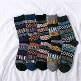 Women Socks 5 Pairs Winter Autumn Men's Thicken Sheep's Wool Sock Warm Men Retro Style Colourful Fashion Man Sox