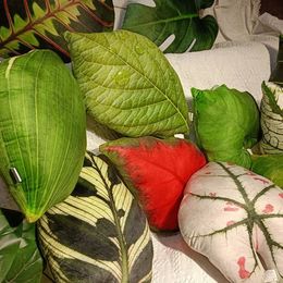 Green Leaf Cushion Plush Plant Chair Sofa Back Cushions INS Leaves Pillow Bedroom Bed Throw Pillows Stuffed Toy Kids Room Decor 231220
