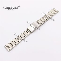 CARLYWET 17 18 19 20mm 316L Stainless Steel Silver Brushed Watch Band Strap Old Style Oyster Bracelet Straight End Screw Links344s