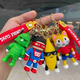 Keychains Lanyards Anime Game Keychain Model Stumble Guys Cosplay Action Toy Key Chain StumbleGuys figures Accessories Doll Gift Q231219