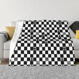 Blankets Chess Lover Blanket Warm Fleece Soft Flannel Chessboard Game Throw For Bedroom Couch Travel Autumn