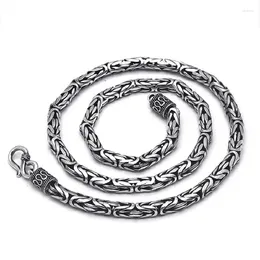 Chains 7mm Width Real S925 Sterling Silver Vintage Dragon Scale Hip Hop Street Style Handmade Necklace For Man Male Fine Jewellery